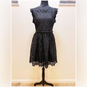 Black lace fit flare dress
